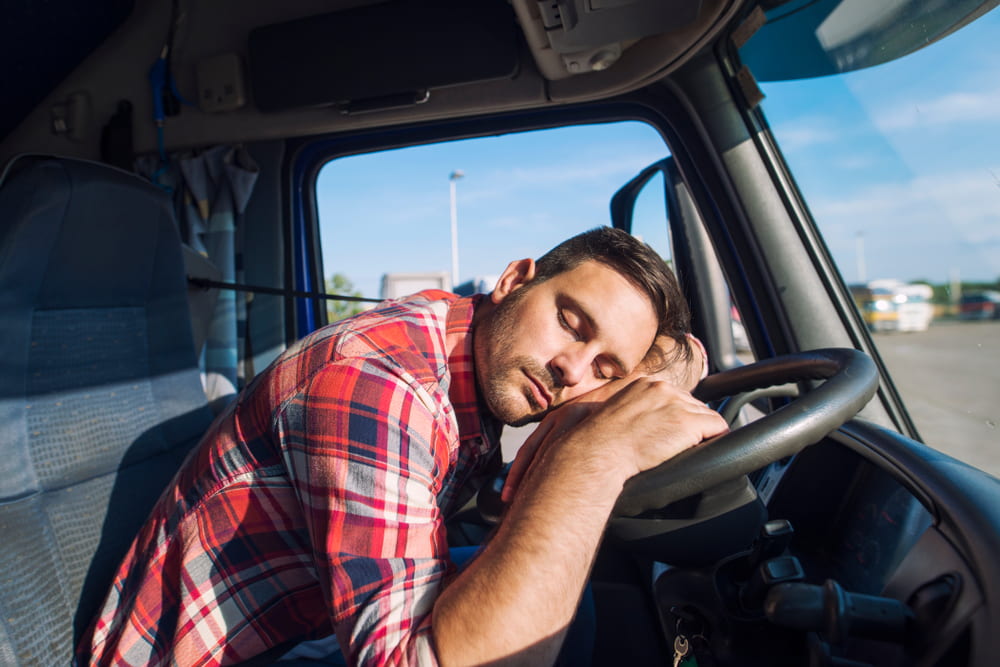 Truck Driver Asleep At Wheel