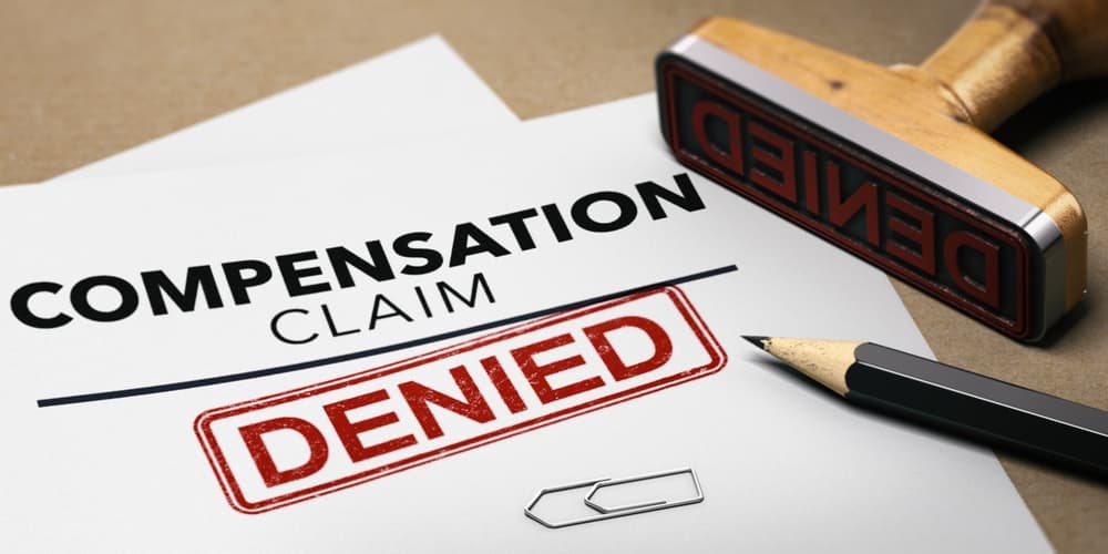 compensation claim with denied stamp