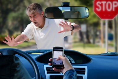 distracted driving not stopping for pedestrian