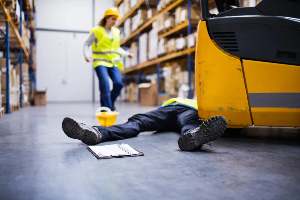 Injured worker after an accident in a warehouse