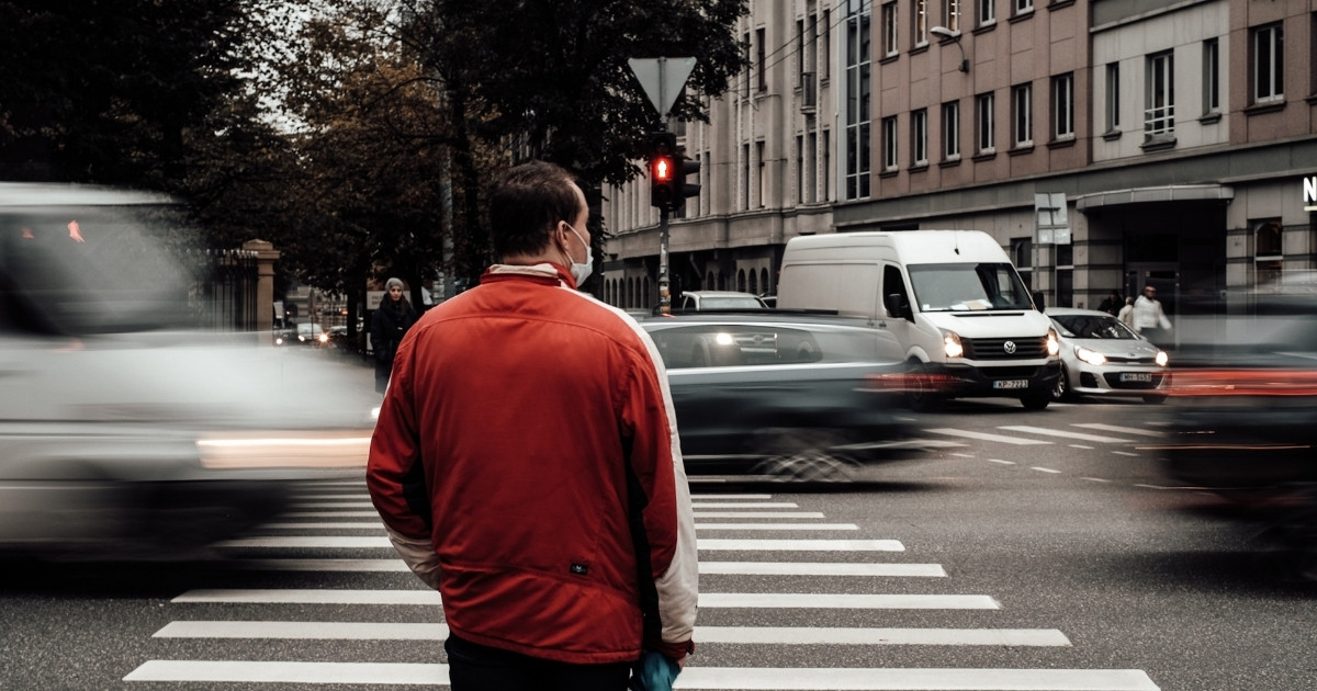 man ready to cross the street